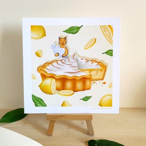 Print Chat et tarte aux citrons | Pâtisserie | Impression | Illustration chat | Papeterie | Cadeau parfait pour les amoureux des chats