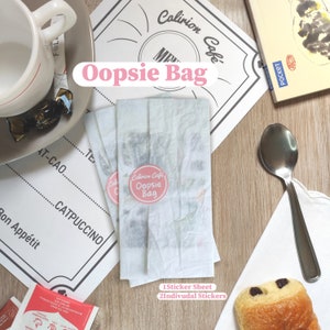 Oopsie Bag Chat café | Sticker sheet | Vinyle brillant | Stickers bujo | scrapbooking | Planners | Cadeau pour les amoureux des chats