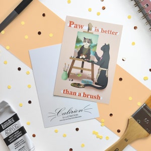 Carte postale Chat artiste | Carte postale | Illustration chat | Papeterie | Cadeau parfait pour les amoureux des chats