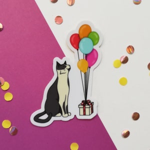 Sticker mat Chat et Ballons cadeau