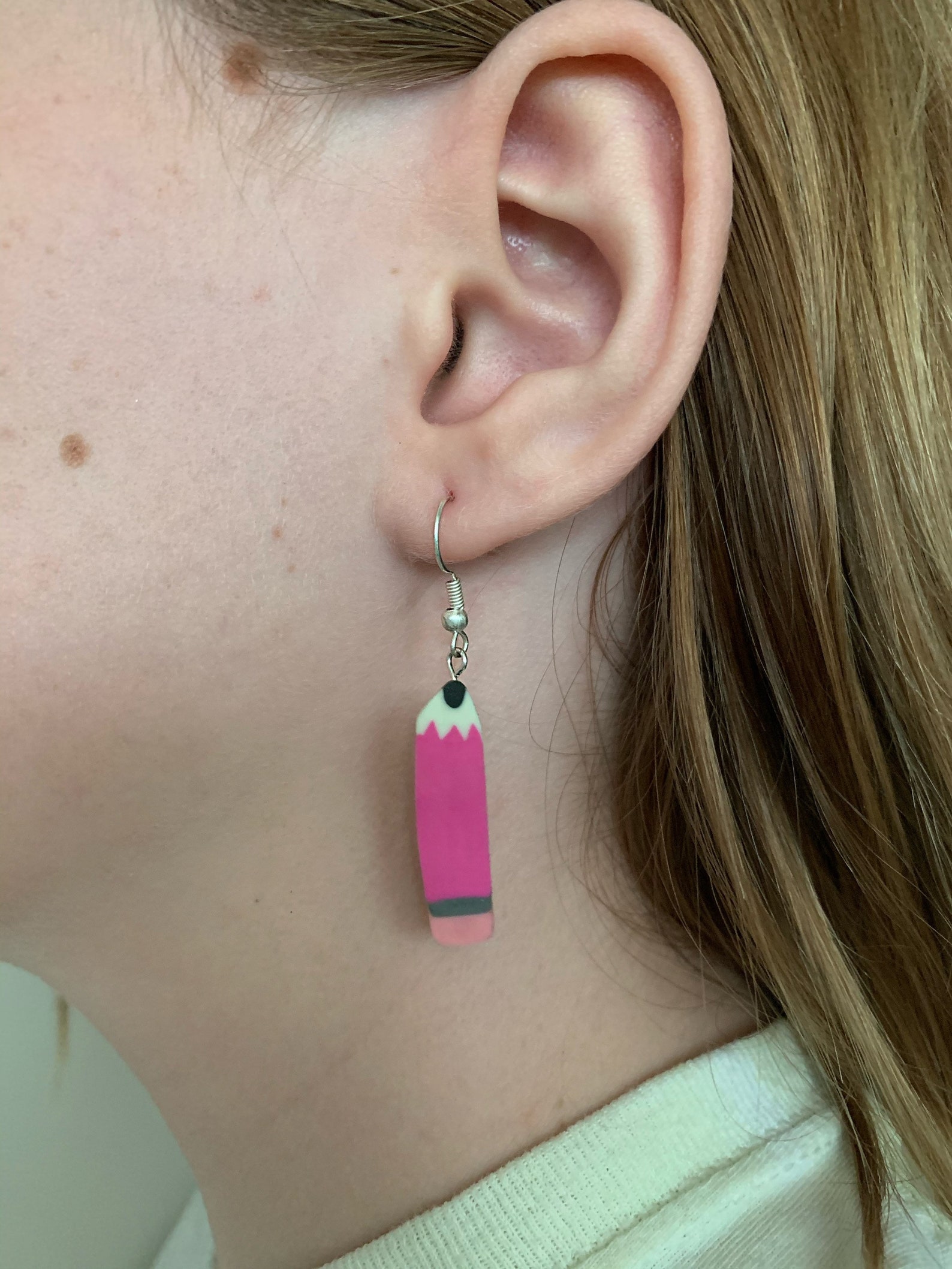 Tiny pensil eraser earrings Pink blue yellow & green Etsy