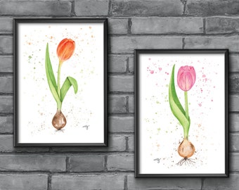 Watercolor Tulip Print: Floral Wall Art, Flower Girl Decor