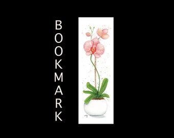 Pink Orchid Bookmark: Elegant Floral Watercolor Art Print