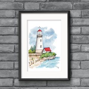 Leuchtturm nautisches Druck ästhetisches Sommer Wohn Dekor Fischer ästhetischer Leuchtturm Geschenk für ihn Schlafzimmer Plakat, nautische Gelassenheit Seelandschaft