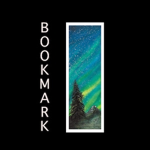 Northern lights bookmark aurora borealis gift for boyfriend, aurora northern lights painting, gift for nature lover, aurora hunting bookmark