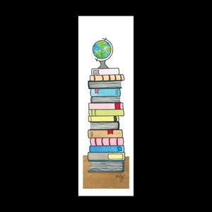 Stacked book bookmark bookshelf, kid reading club gift back to school bookmark for children reading inspiration gift pile of book collection
