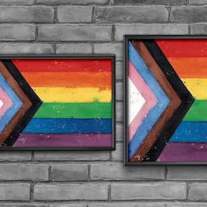 Progress Pride Flag Watercolor Print: LGBTQIA+ Inclusive Art