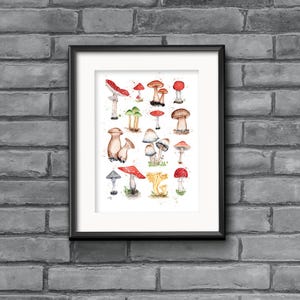 Kleiner botanischer Pilz für Küche, Cottagecore Pilz Dekor Botanischer Garten Illustration Pilze Urbaner Garten Enthusiast