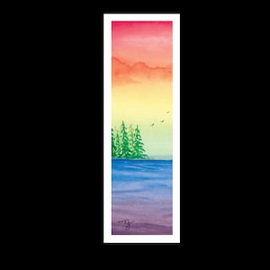 Colorful landscape bookmark, soft landscape pride colors, landscape bookmark, pride colors artwork, bookstagram prop, colorful art bookmark