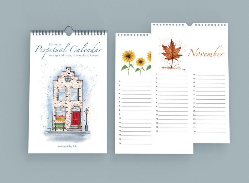 Eternal Calendar Perpetual Calendar Without Year Calendar Etsy