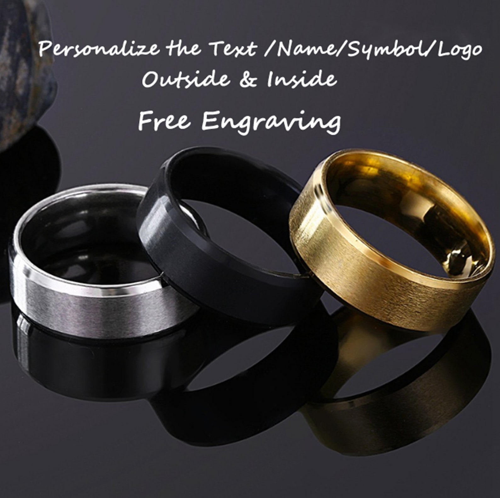 Stainless Steel RingMan Engraved RingCouple Ring Etsy