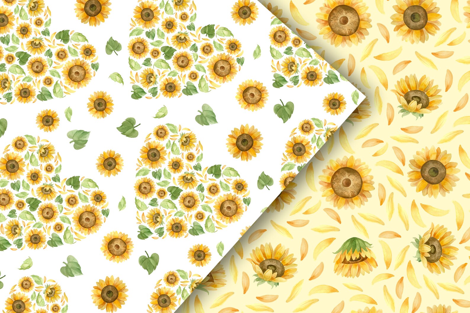Sunflower digital scrapbook paper Seamless files Digital | Etsy