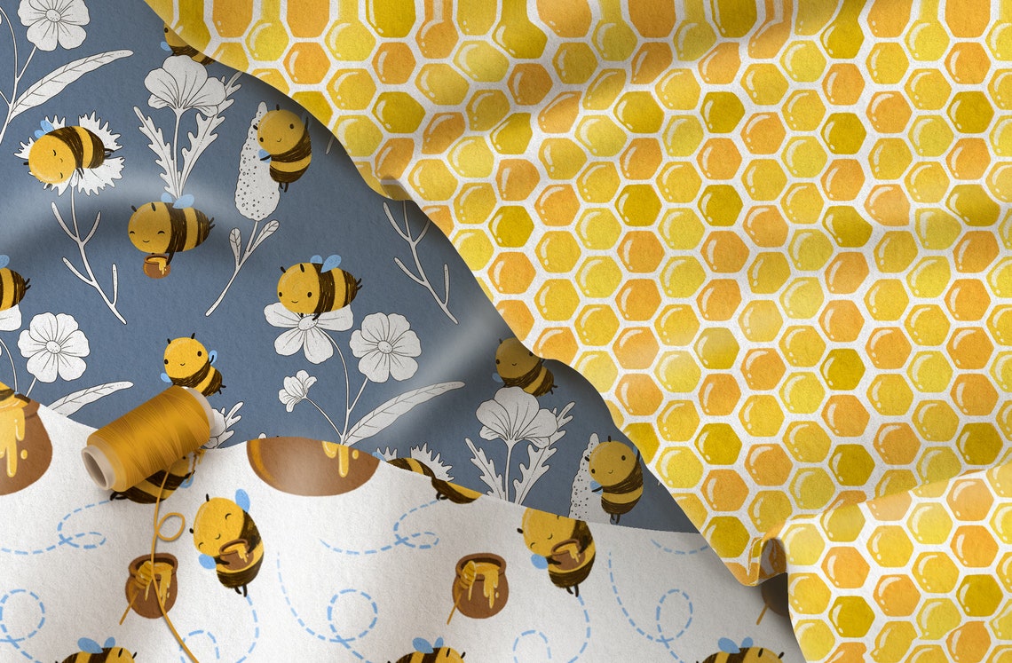 Download Bee digital paper honey bee design for backdrop bee fabric ...