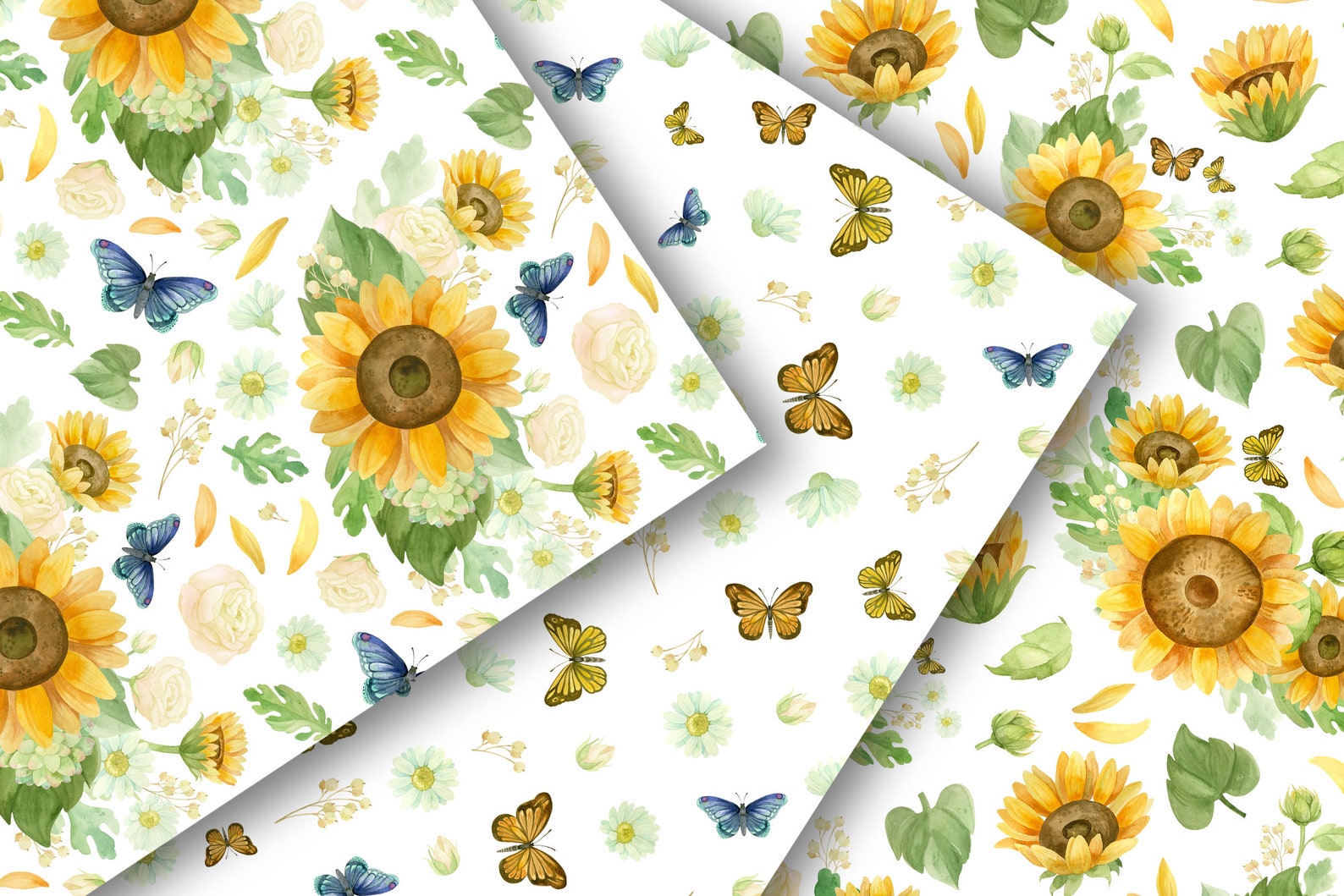 Sunflower digital scrapbook paper Seamless files Digital Etsy