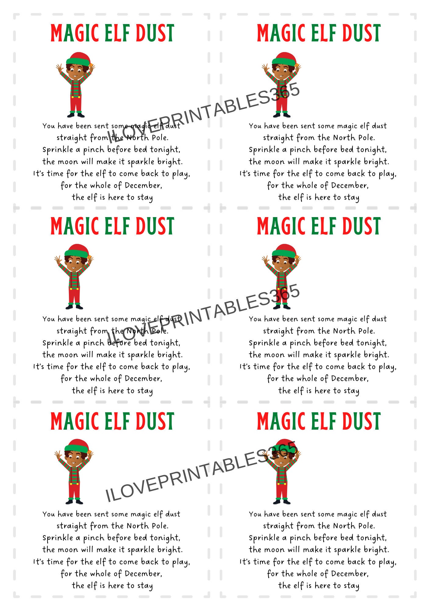Printable Magic Elf Dust Poem Cards Poem Cards for Elf Dust | Etsy UK