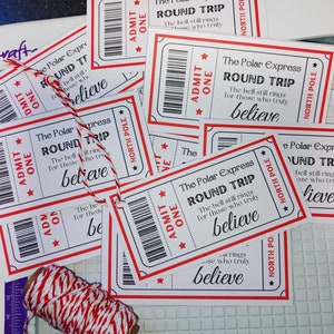 PRINTABLE Polar Express inspired BELIEVE tags/train tickets for bells, The Polar Express, North Pole, Christmas, I Believe, Instant Download