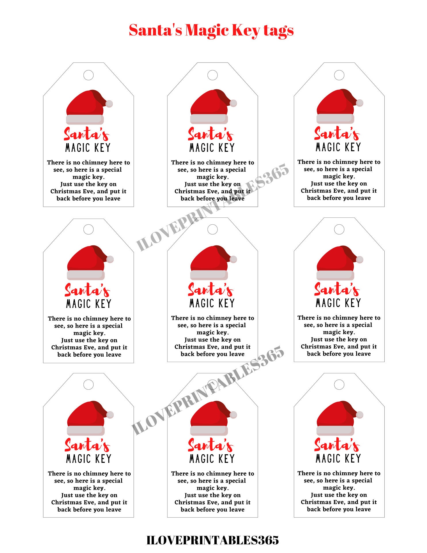 Santa's Magic Key Tags Santa Key Printable Tags Etsy Australia