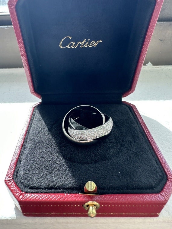 Cartier Trinity Ceramic & Diamond Ring in 18k Whit