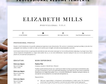 May include: A professional resume template with a white background and black text. The template includes sections for a professional profile, education, work experience, and professional skills. The template is designed to be easy to use and two pages long.
