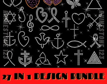 Hotfix SMALL DESIGN BUNDLE Of 27 Star svg Heart svg Christ Cross Rhinestone Template for Cricut rhinestone template bundle material 10ss