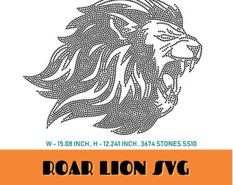 LARGE ROAR LION svg Rhinestone Template for Cricut rhinestone template material rhinestone 10ss Instant Download File