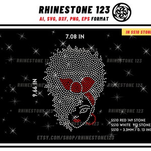 Plantillas de diamantes de imitación para chica afro negra para Cricut, material de plantilla de diamantes de imitación, diamantes de imitación 10ss, descarga instantánea, archivo ai, SVG, PNG, CDR, DXF, EPS