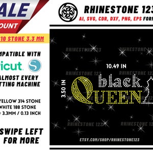 Black Queen Rhinestone Template, Rhinestone SVG, cricut, silhouette, Rhinestone File for SS10, PNG, AI, cdr, dxf, eps