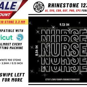 Tiled Stacked Nurse Rhinestone Template, Rhinestone File for SS10, Rhinestone SVG, cricut, silhouette, PNG, AI, cdr, dxf, eps