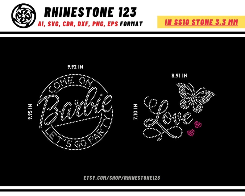 10 in 1 Love Bundle Rhinestone Template for Cricut Template for SS10 ...