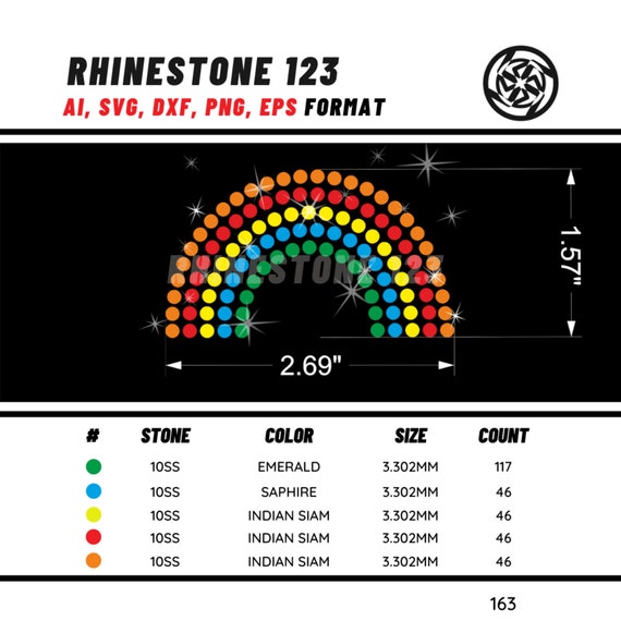 Rainbow Rhinestone Template Digital Instant Download File | Etsy