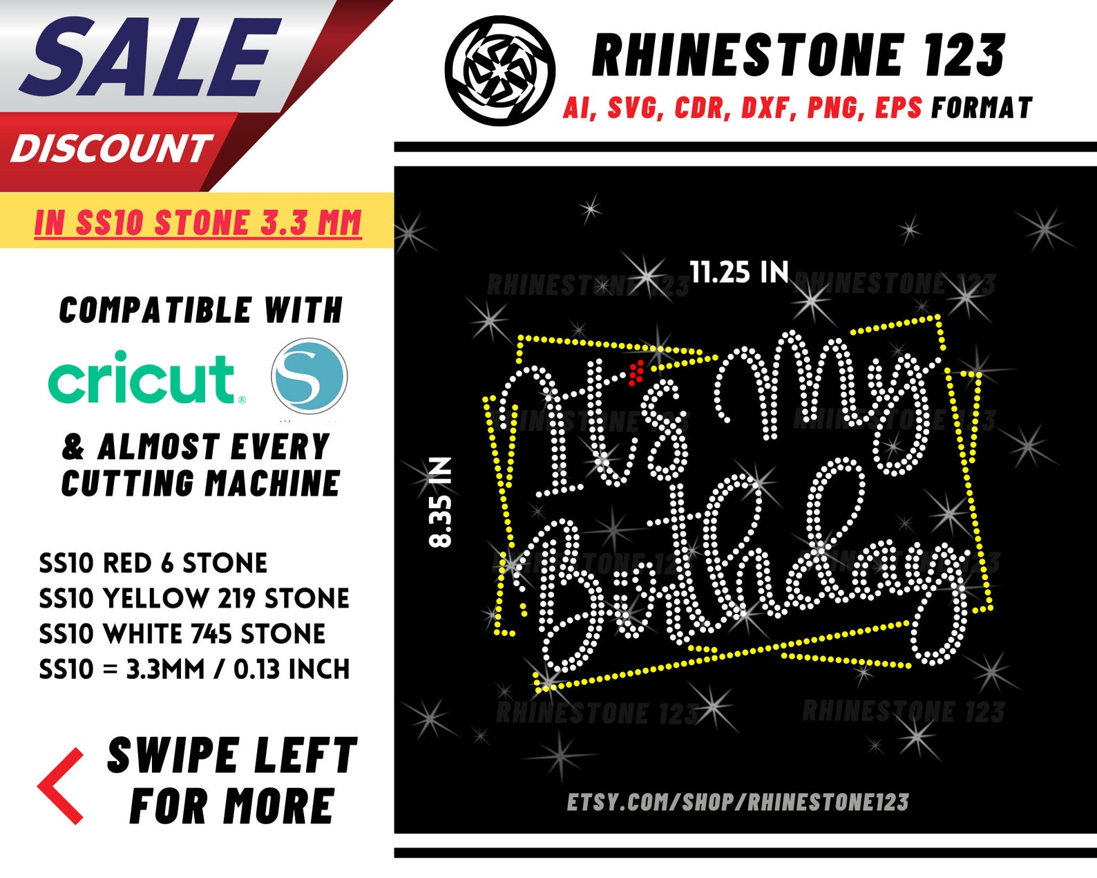 Its My Birthday Rhinestone Template, Cricut, Silhouette, Rhinestone SVG ...