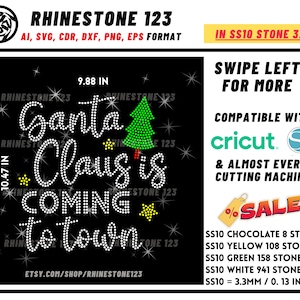 Santa Claus Is Coming to town Rhinestone Template for Cricut rhinestone template material rhinestone SS10 Instant Download File svg eps png