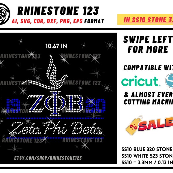 Zeta Phi Beta 1920 Dove zob Rhinestone Template, Rhinestone File for SS10, Rhinestone SVG, cricut, silhouette, PNG, cdr, dxf, eps, Sorority