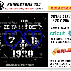 Zob heart 1920 Zeta Phi Beta Rhinestone Template, Rhinestone File for SS10, Rhinestone SVG, cricut, silhouette, PNG, AI, dxf, eps, Sorority