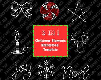 Set 1 HOTFIX CHRISTMAS BUNDLE Of 8 Christmas svg Rhinestone Template for Cricut rhinestone template material rhinestone 10ss