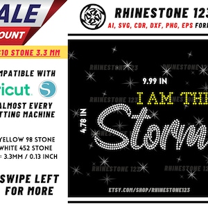 Soy la plantilla Storm Rhinestone, Rhinestone SVG, cricut, silueta, Rhinestone File para SS10, PNG, AI, cdr, dxf, eps