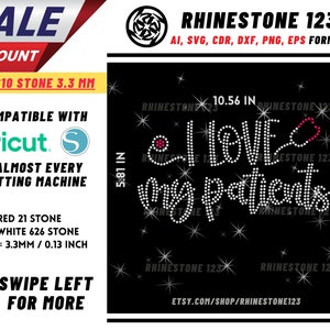 Stethoscope I Love My Patients Rhinestone Template for Cricut rhinestone template material rhinestone SS10 Instant Download File svg dxf cdr