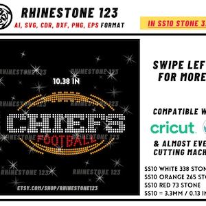 CHIEFS football Rhinestone Template for Cricut rhinestone template material rhinestone SS10 Instant Download File svg eps png dxf ai cdr