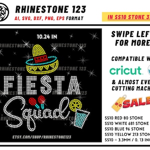 Fiesta Squad Instant Download template for rhinestone Cricut silhouette cameo rhinestone template cutting file for SS10 rhinestone svg png