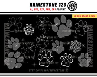 BUNDLE Paw Rhinestone Template for Cricut rhinestone template material rhinestone 10ss Instant Download File ai svg png cdr dxf eps