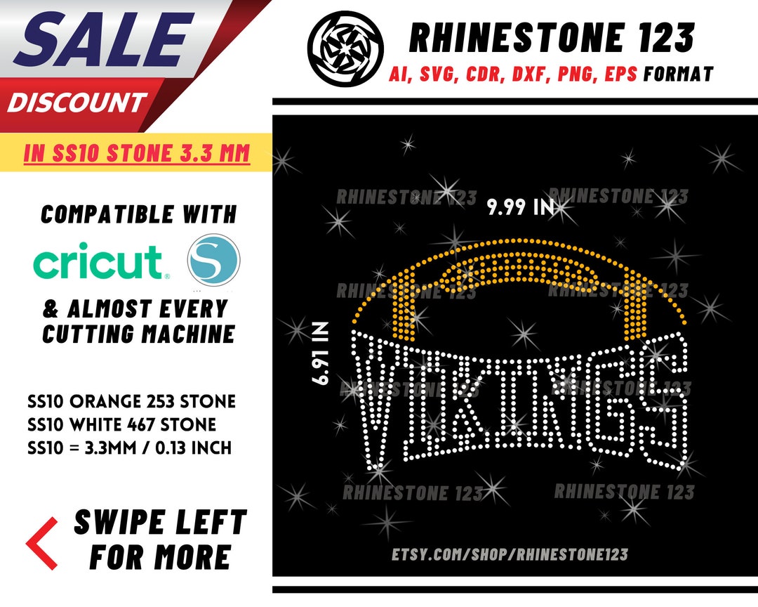 Vikings Football Rhinestone Template Rhinestone SVG Cricut - Etsy