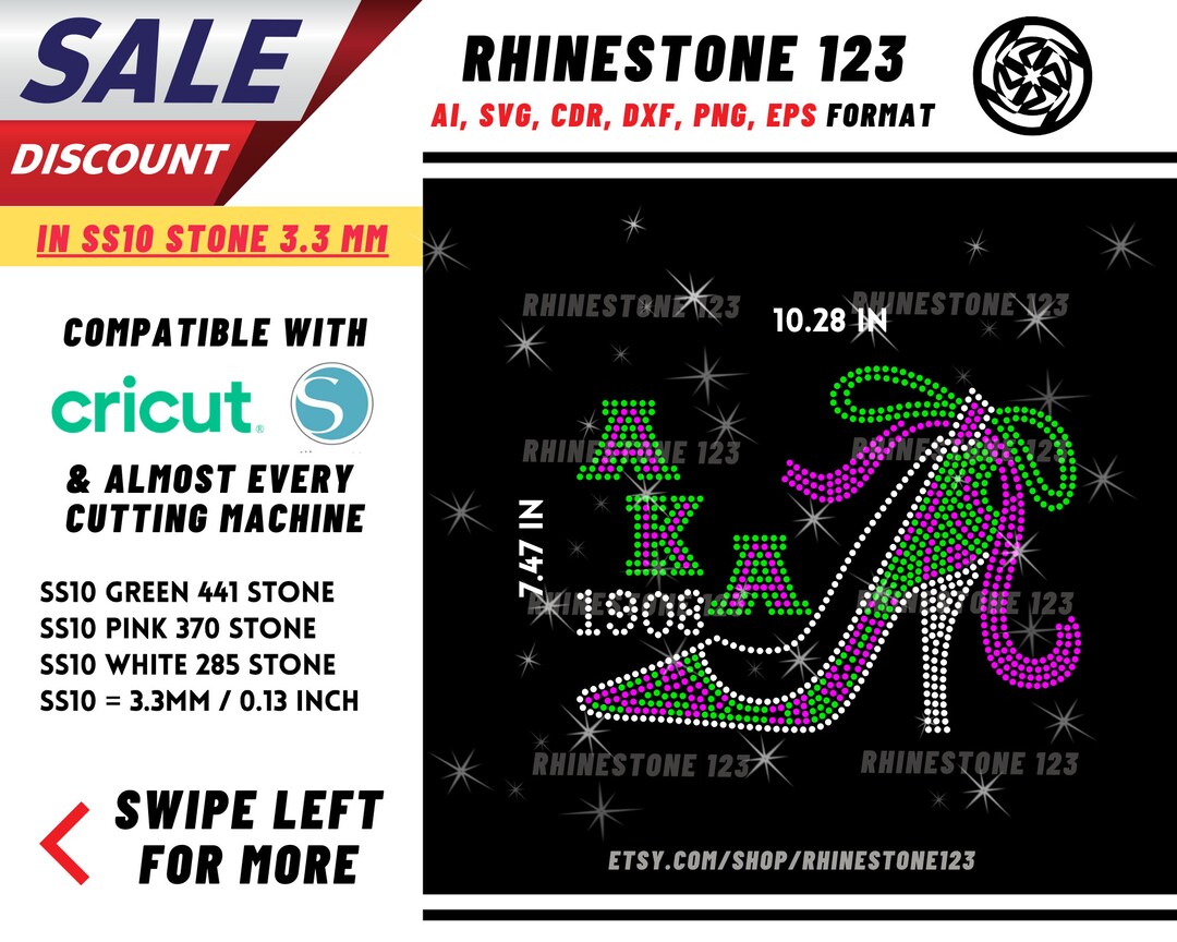 Aka Shoe Stiletto Rhinestone Template Cricut Silhouette Etsy