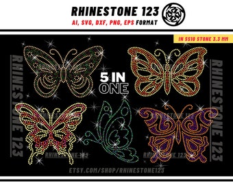 GROUP 3] 5  BUTTERFLIES RHINESTONE template Bundle Rhinestone Template for Cricut rhinestone template material rhinestone 10ss Download