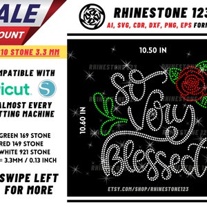 Plantilla de Rhinestone muy bendita, Rhinestone SVG, cricut, silueta, archivo de Rhinestone para SS10, PNG, AI, cdr, dxf, eps