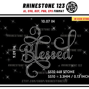 BLESSED Strass Vorlage für Cricut Strass Vorlage Material Strass 10SS Sofortiger Download Datei ai svg png cdr dxf eps