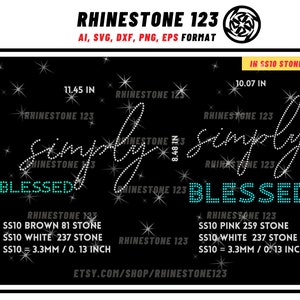 Einfach gesegnet Strass Vorlage für Cricut Strass Vorlage material Strass SS10 Instant Download Datei svg eps png dxf ai cdr