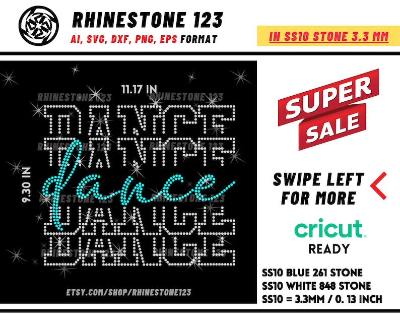 Stacked Dance Rhinestone Template for Cricut Rhinestone Template ...
