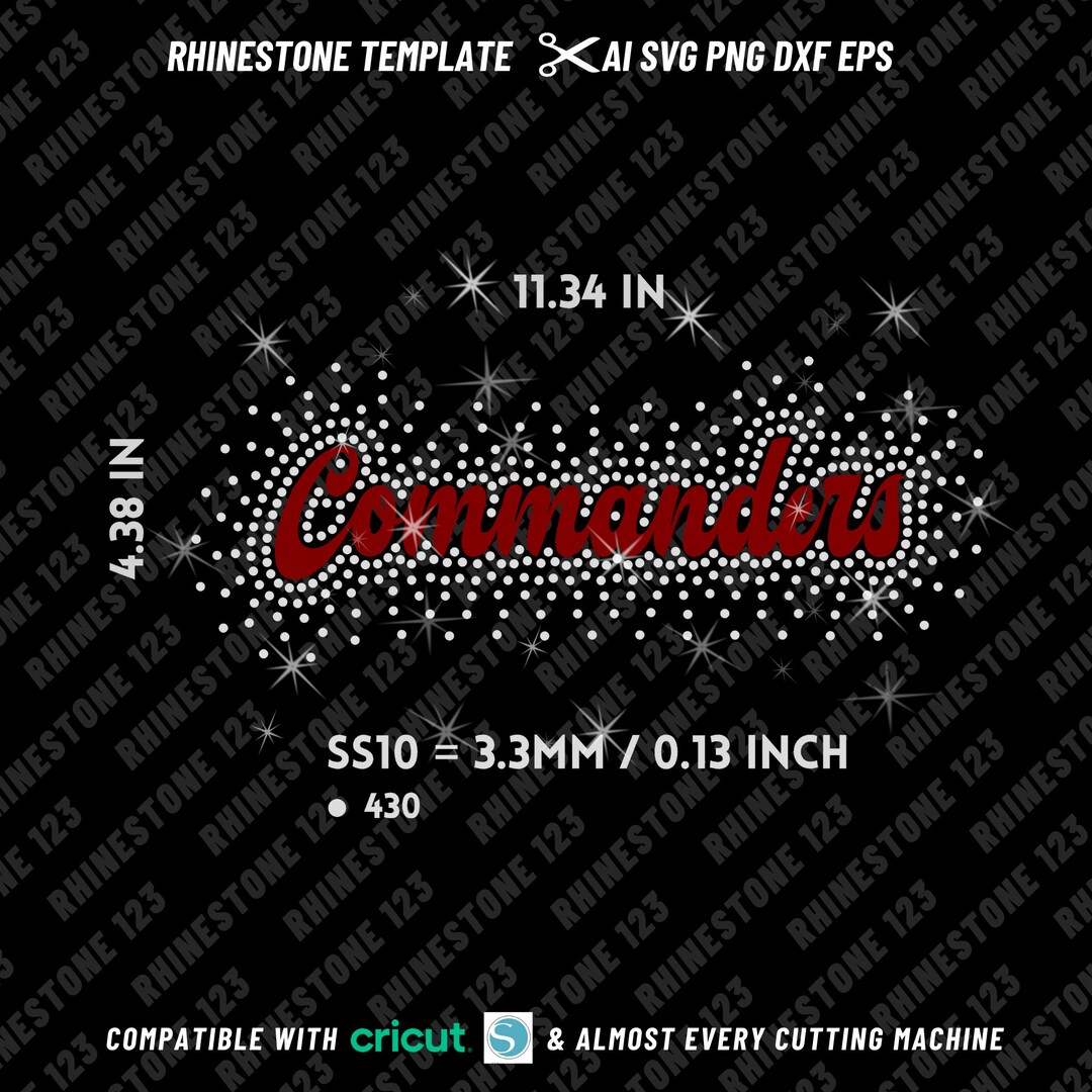 Scattered COMMANDERS American Football Team Rhinestone Design for ...