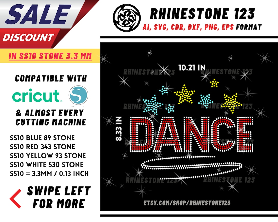 Dance Rhinestone Template, Cricut, Silhouette, Rhinestone SVG ...