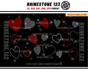 SALE=] BUNDLE HEART Rhinestone Template for Cricut rhinestone template material rhinestone 10ss Instant Download File ai svg png cdr dxf eps
